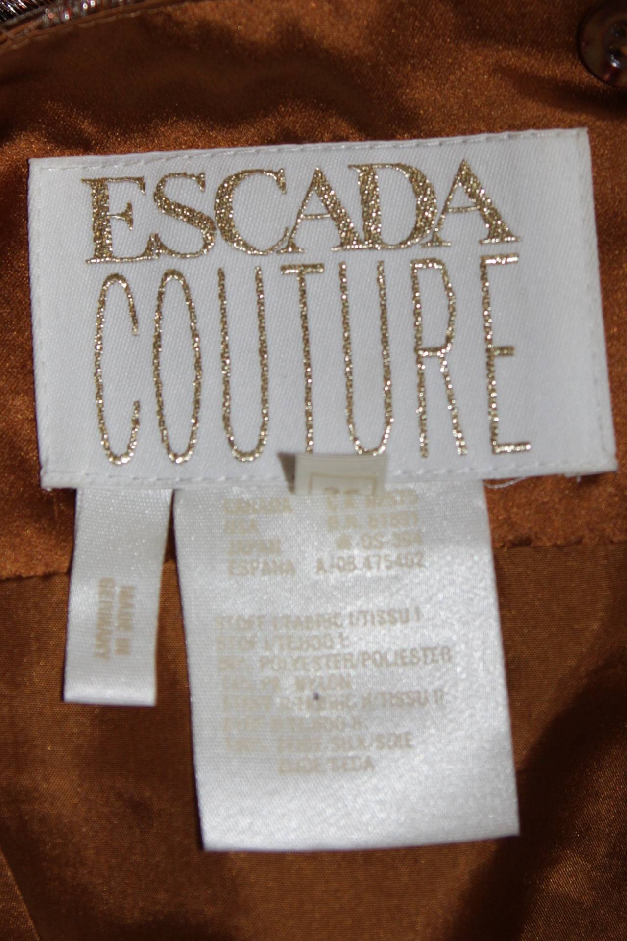 Escada Couture Bustier Style Bronze Lace Gown Size 36 6