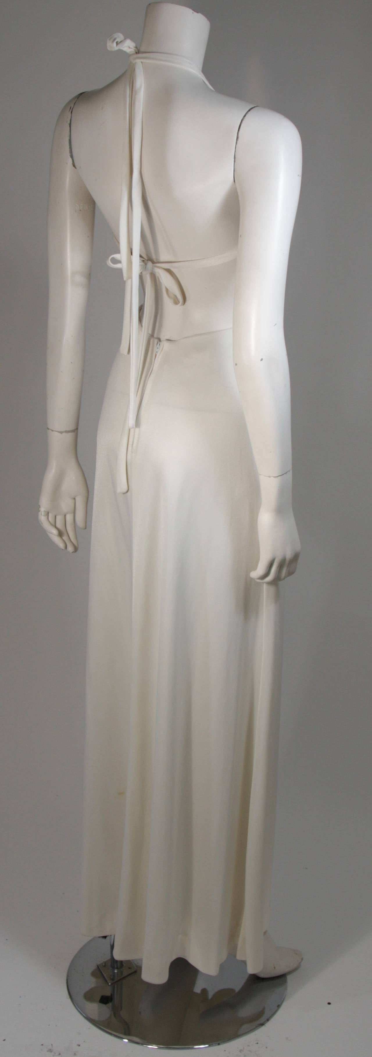 Funky 1970's White Draped Jersey Gown with Exposed Sides Size Small 2