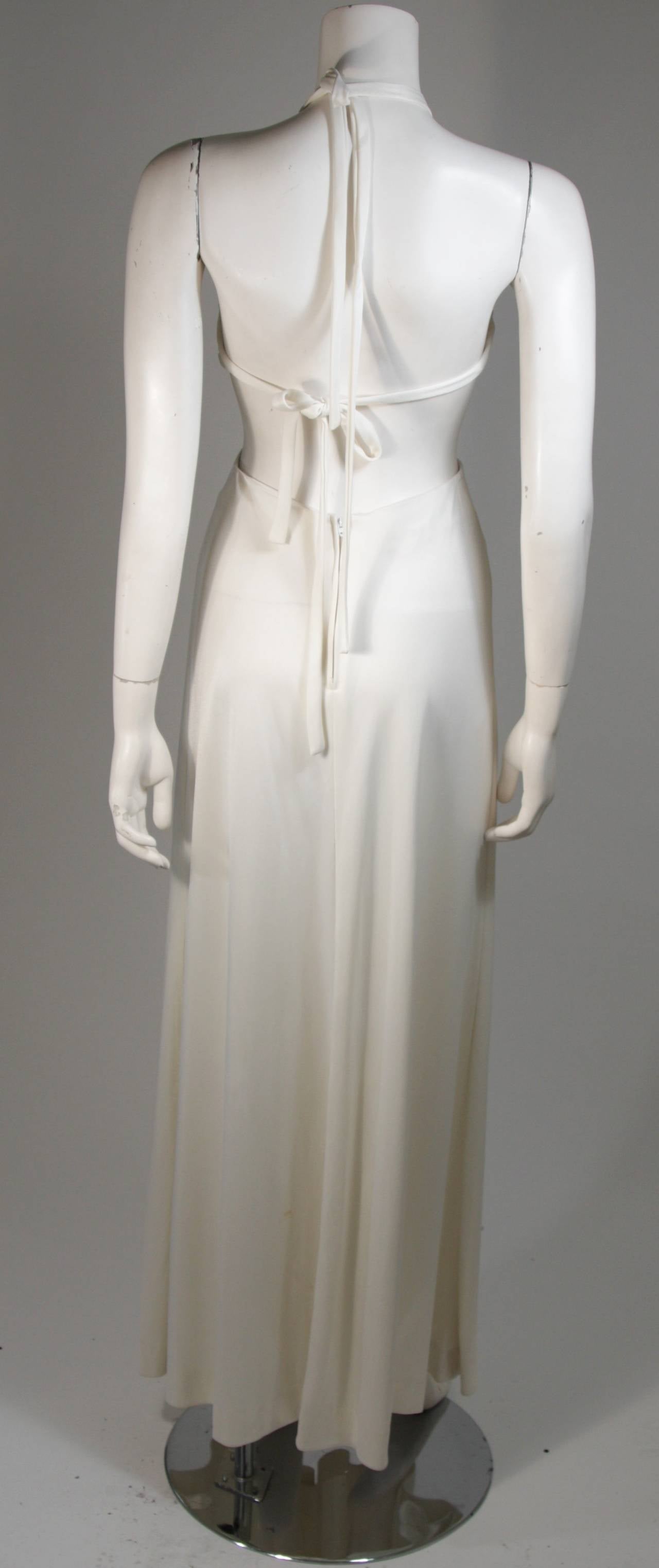 Funky 1970's White Draped Jersey Gown with Exposed Sides Size Small 3