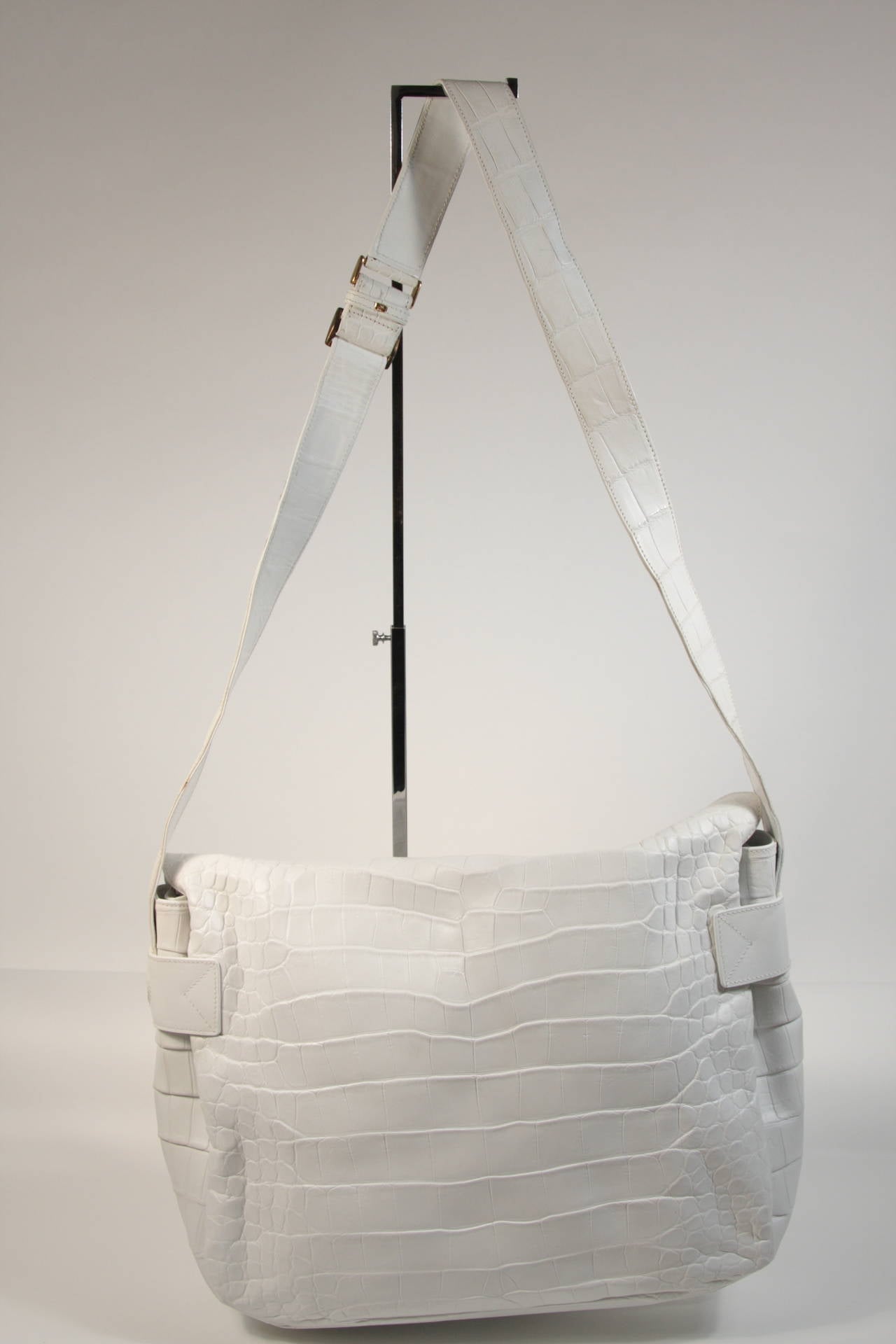 Gucci White Crocodile Messenger Style Handbag 1