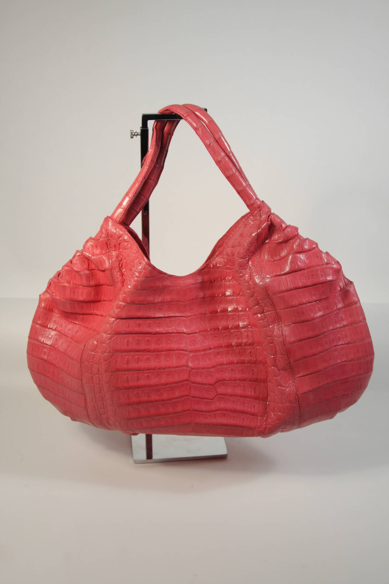 Nancy Gonzalez Pink Crocodile Double Strap Handbag 2