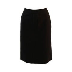 Vintage Yves Saint Laurent A-Line Black Denim Twill Skirt Size 42