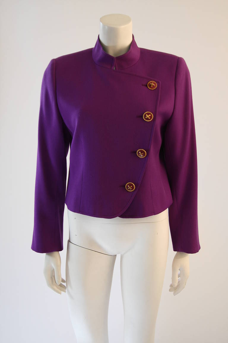 Valentino Miss V Purple Skirt Suit Size 44 10 For Sale 1