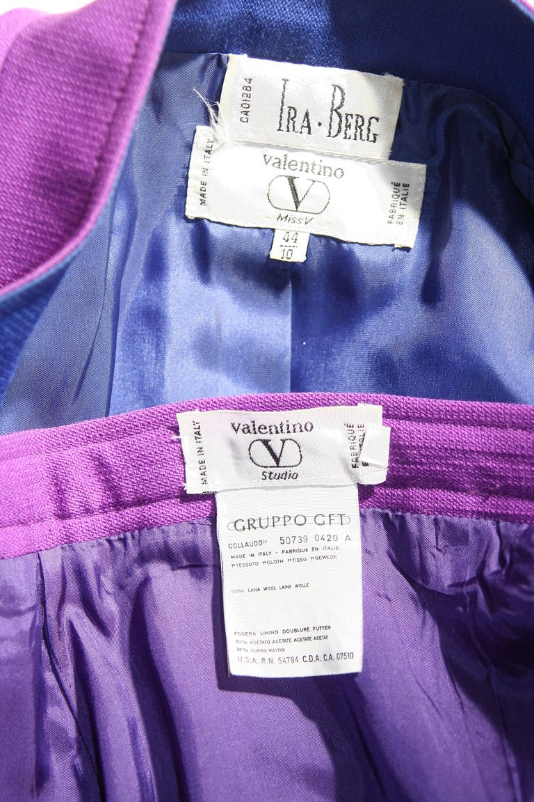 Valentino Miss V Purple Skirt Suit Size 44 10 For Sale 3