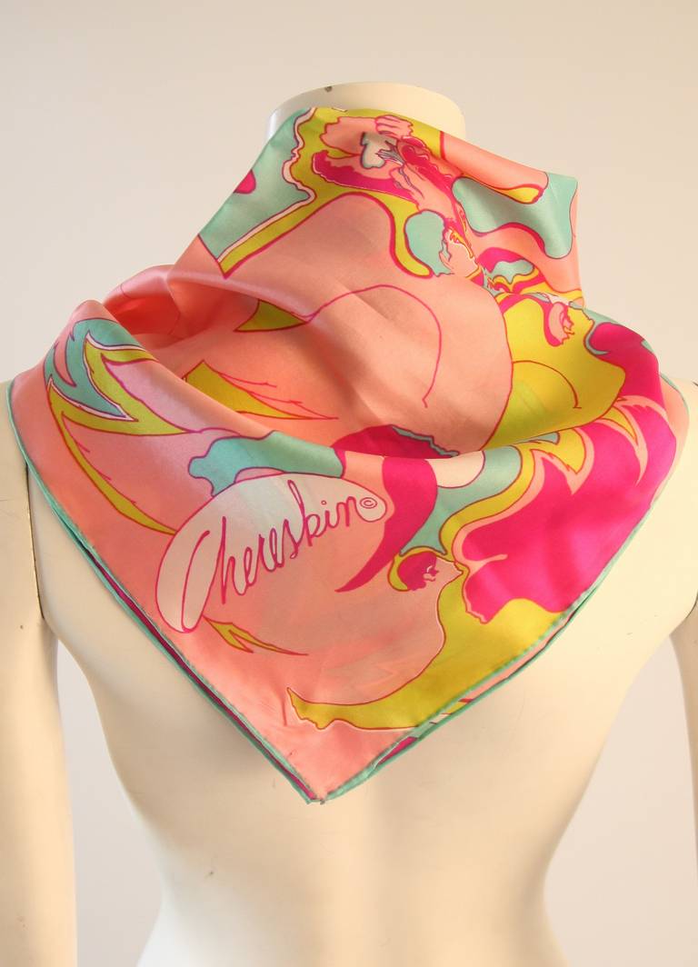 Beautiful Chereskin 1970's Summer of Love Psychedelic Print Scarf In Excellent Condition For Sale In Los Angeles, CA