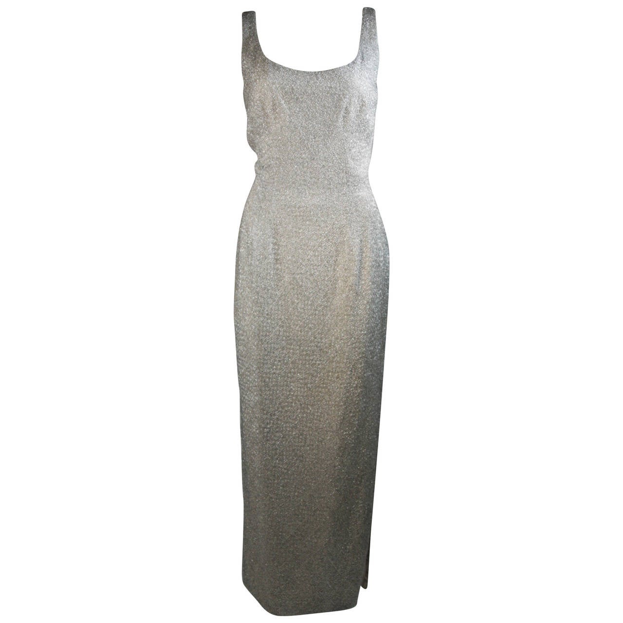 1960er Jahre Haute Couture International Stark perlenbesetztes Kleid Größe Medium