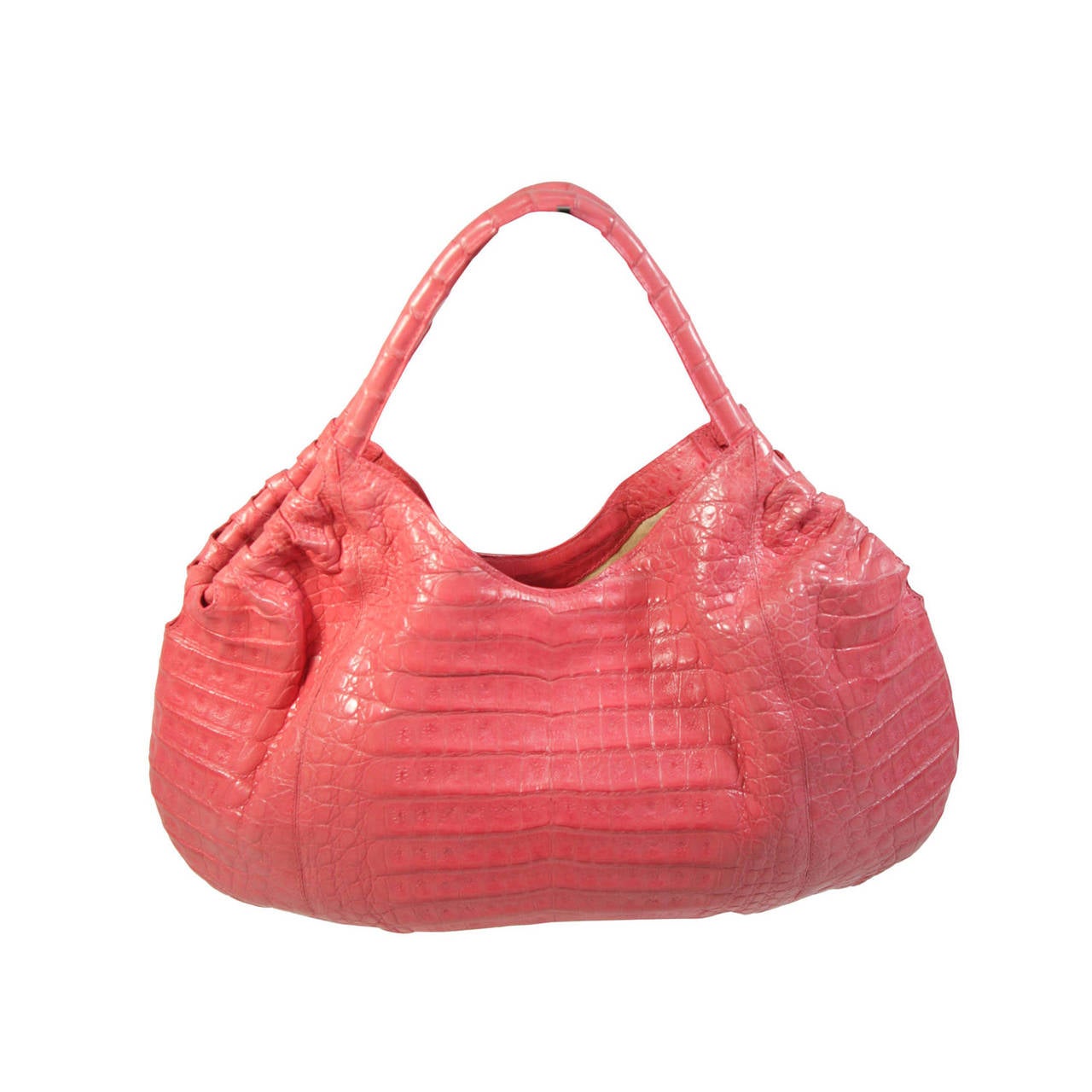 Nancy Gonzalez Pink Crocodile Double Strap Handbag