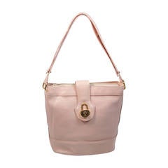 Gucci Vintage Pastel Pink Leather Shoulder Bag with Adjustable Strap