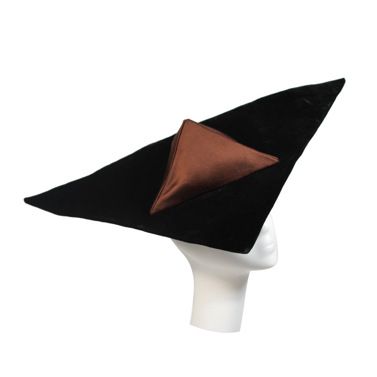 Yves Saint Laurent Rive Gauche Brown Velvet Structured Obtuse Hat