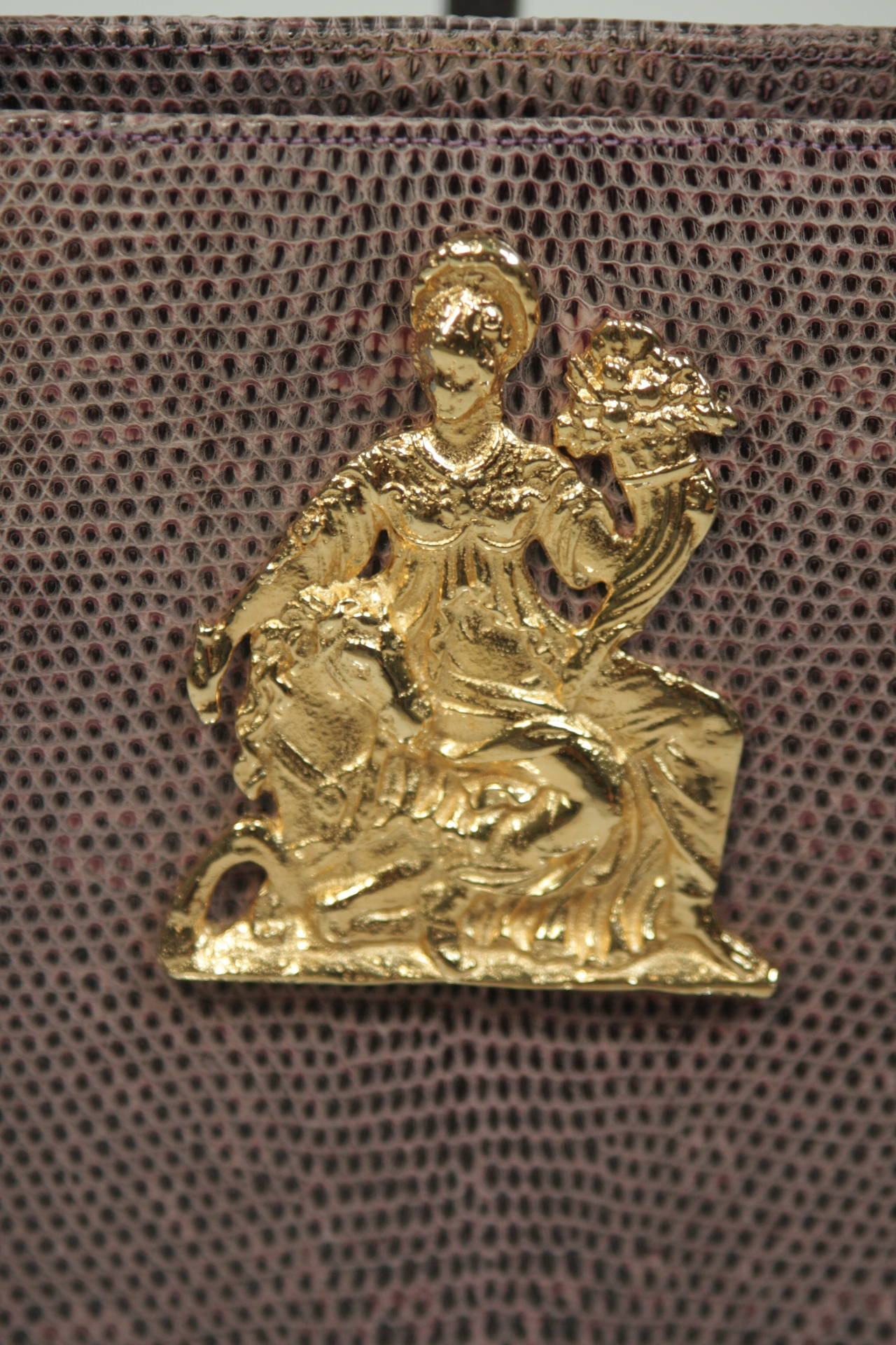 Women's or Men's Martin Van Shaak Purple Snakeskin Purse with Gold Detail