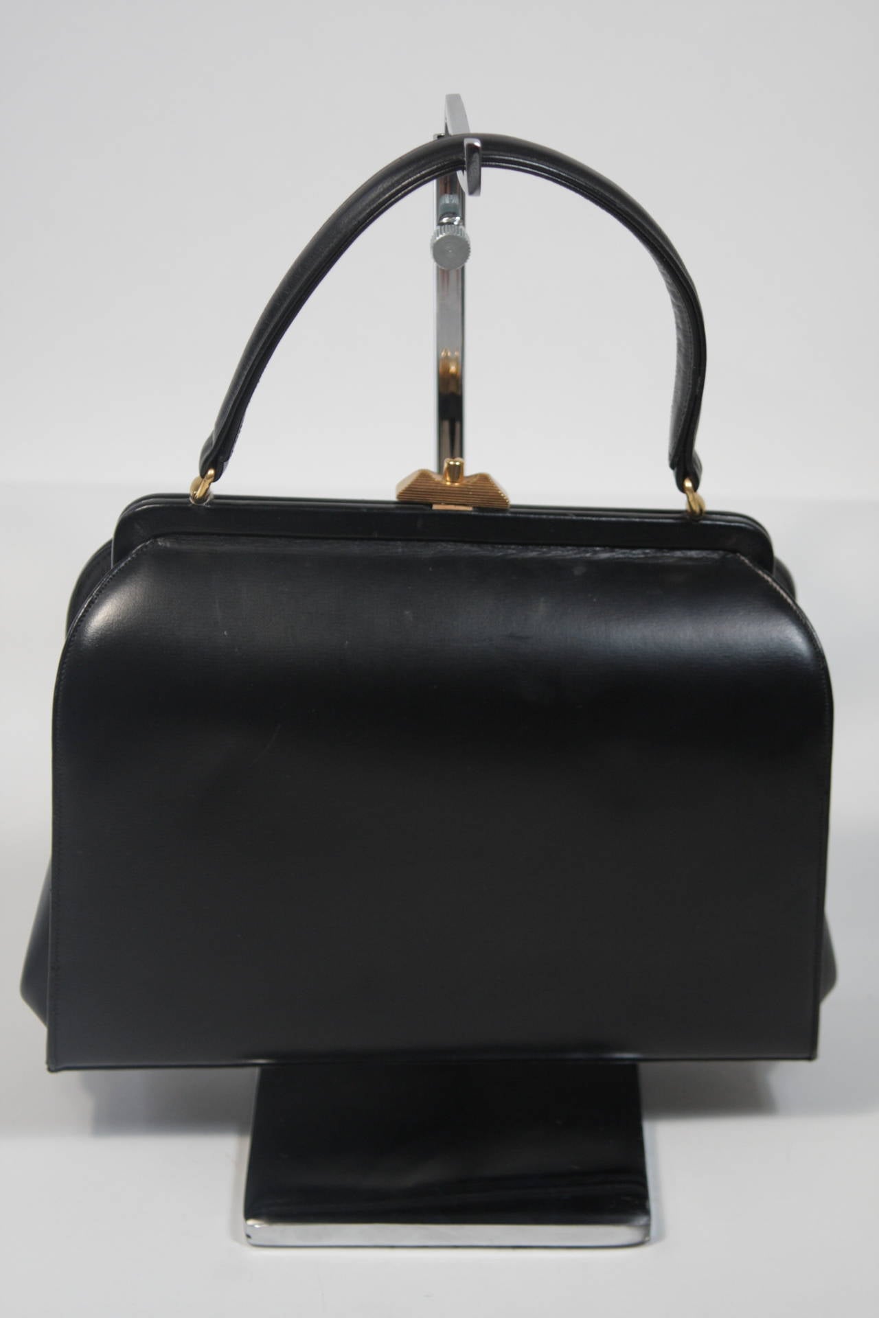Saks Fifth Avenue Leather and Zebra Print Hide Frame Handbag For Sale at 1stdibs