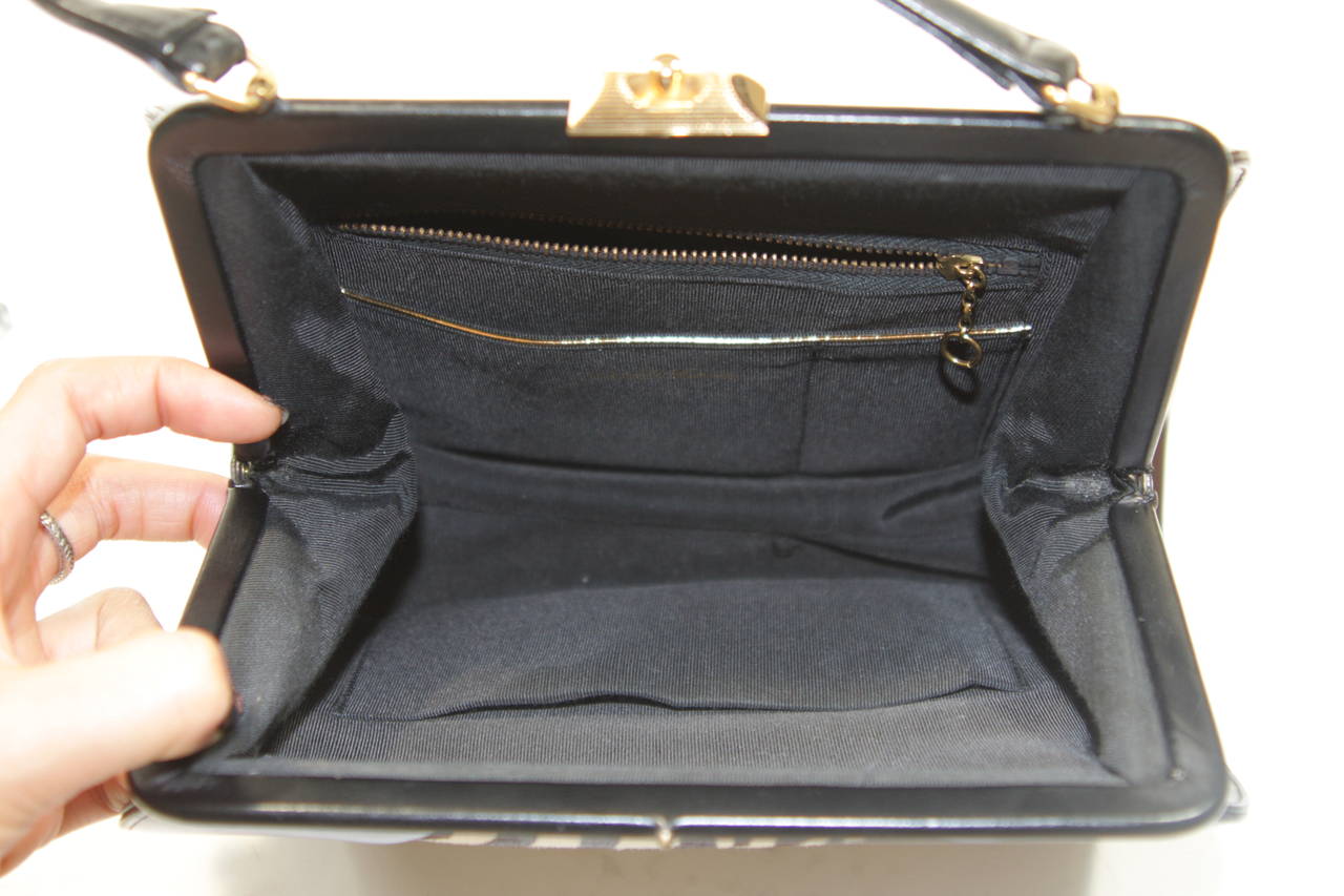 Saks Fifth Avenue Leather and Zebra Print Hide Frame Handbag 6