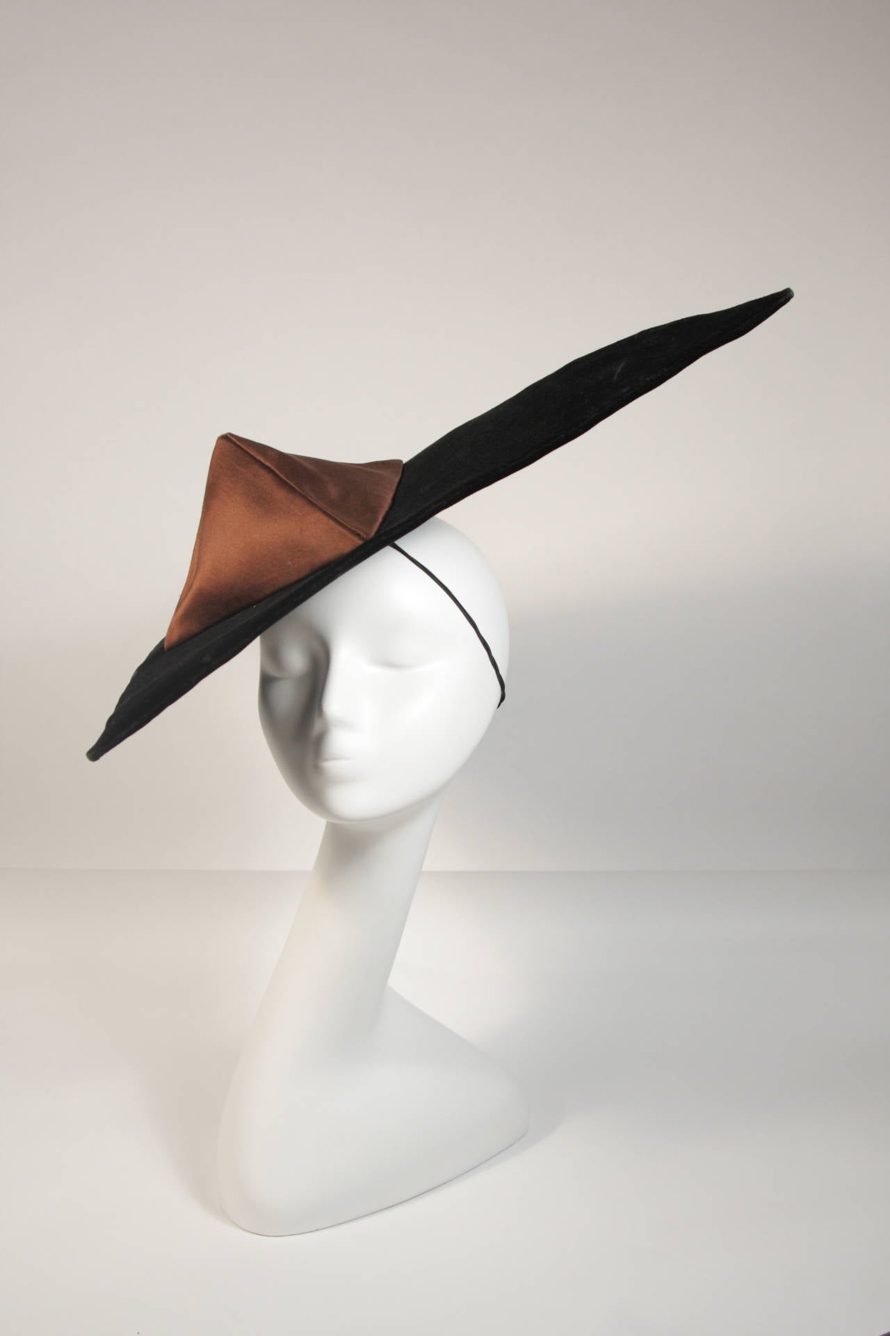 Yves Saint Laurent Rive Gauche Brown Velvet Structured Obtuse Hat 2