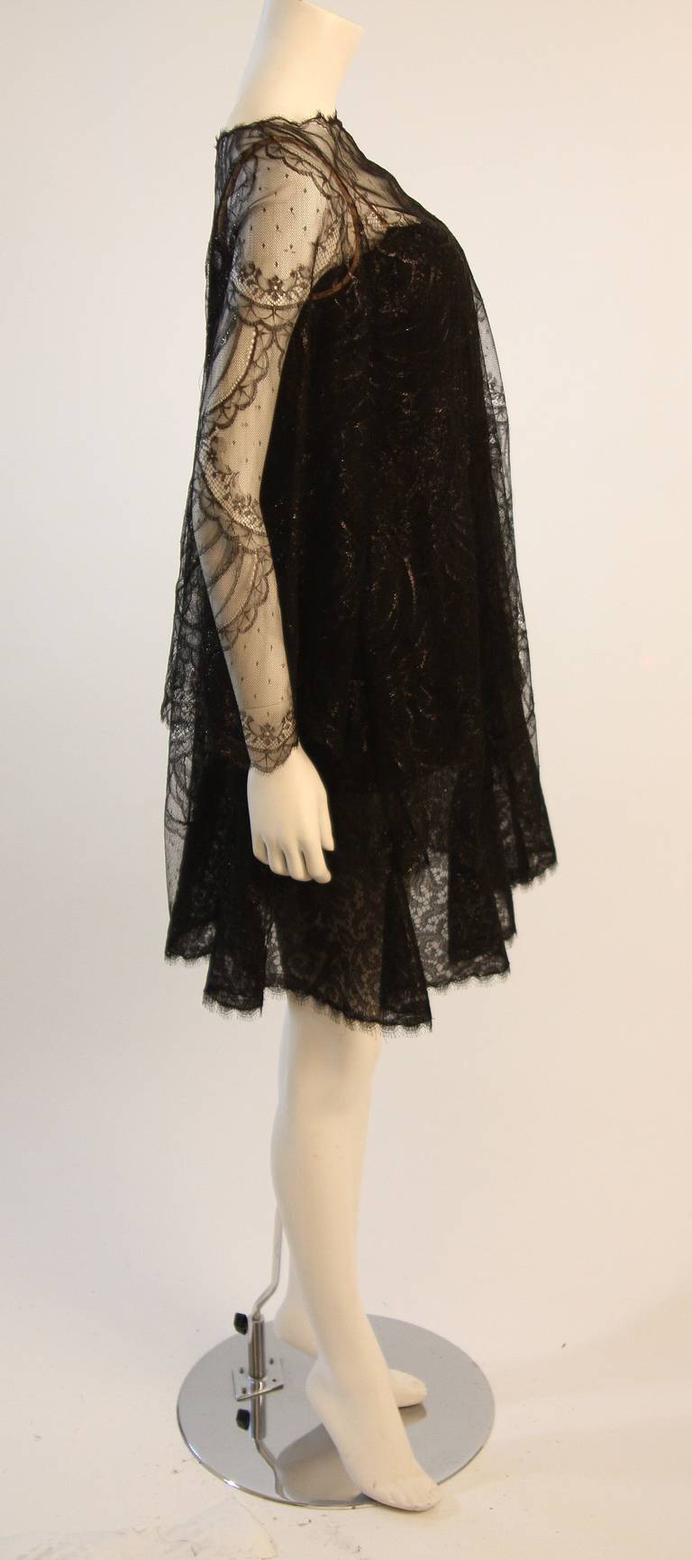 Beautiful Bill Blass Cocktail Dress with Lace Overlay In Excellent Condition In Los Angeles, CA