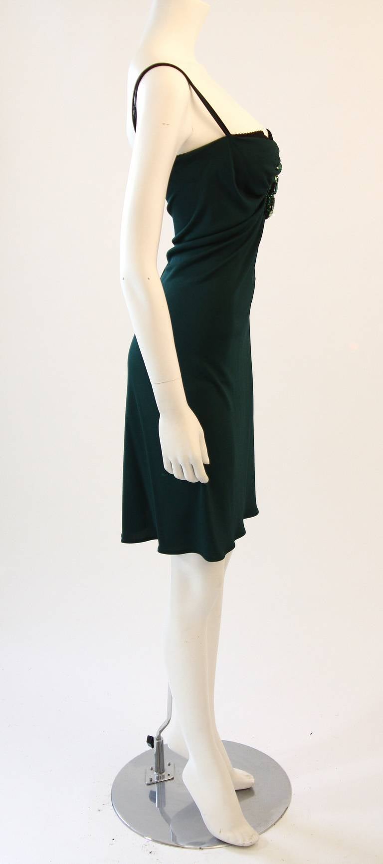 Dolce and Gabbana Green Jersey Dress with Rhinestones Size 44 1