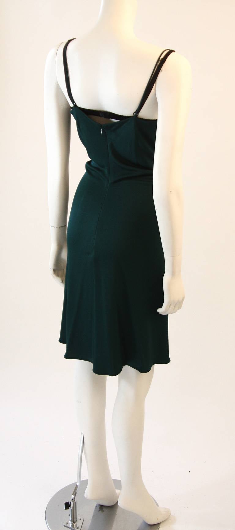 Dolce and Gabbana Green Jersey Dress with Rhinestones Size 44 2