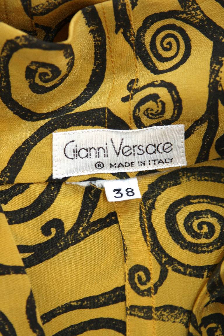 Gianni Versace Mustard Yellow Blouse with Plunge Neckline Size 38 3