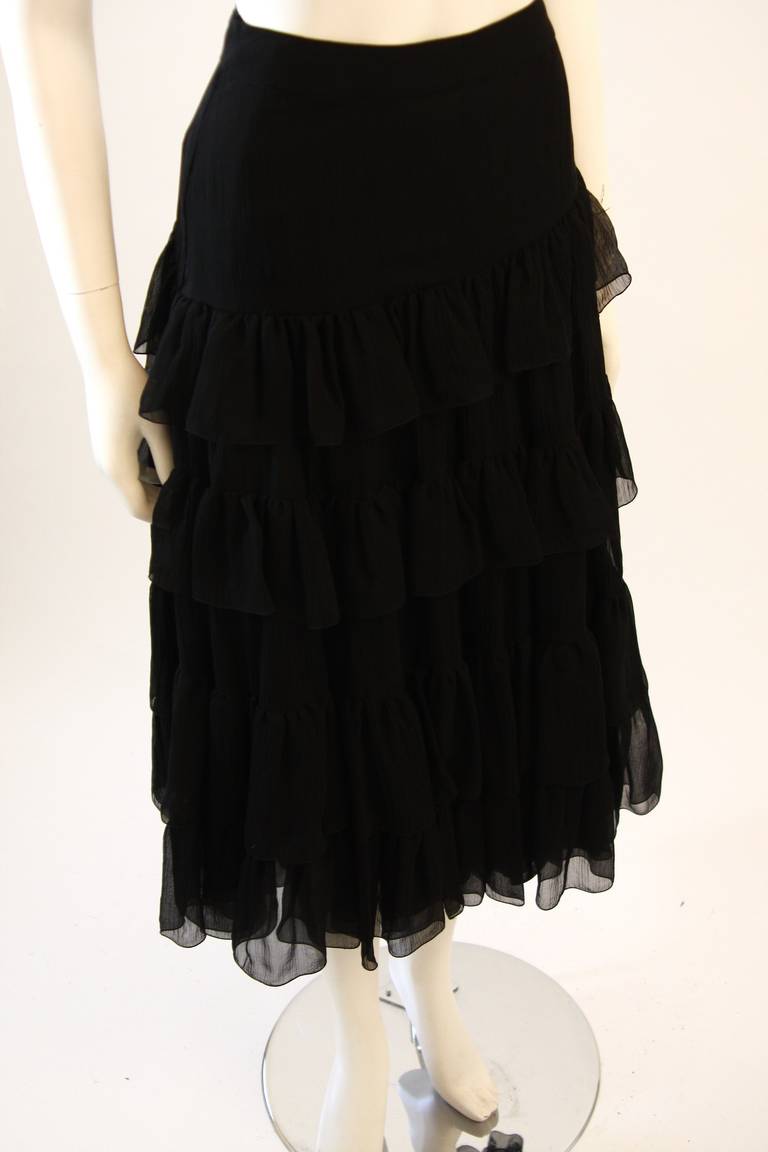 Women's Prada Black Silk Chiffon Tiered Size 42