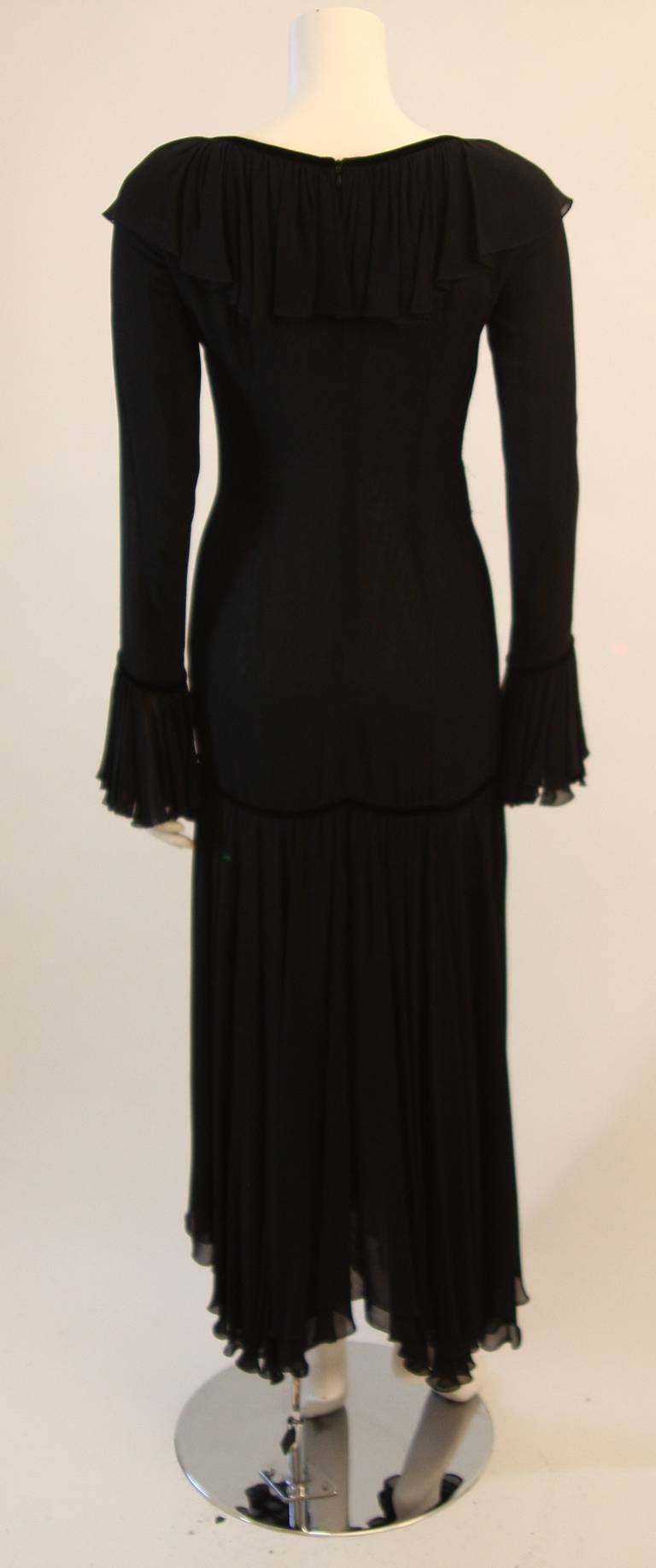 Dolce and Gabbana Silk and Velvet Trim Dress with Floral Detail Size 40 1