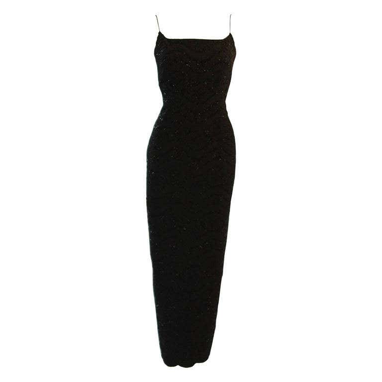 Carmen Marc Valvo Beaded Evening Gown Size 6 at 1stDibs