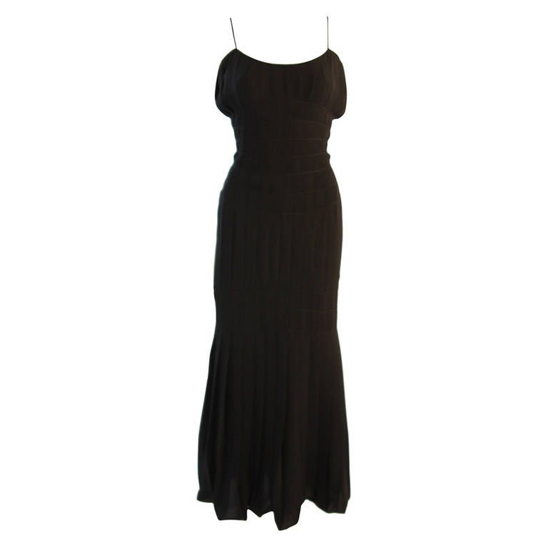 Gorgeous Thierry Mugler Silk Pleated Evening Gown with Tassels Size 38 For Sale