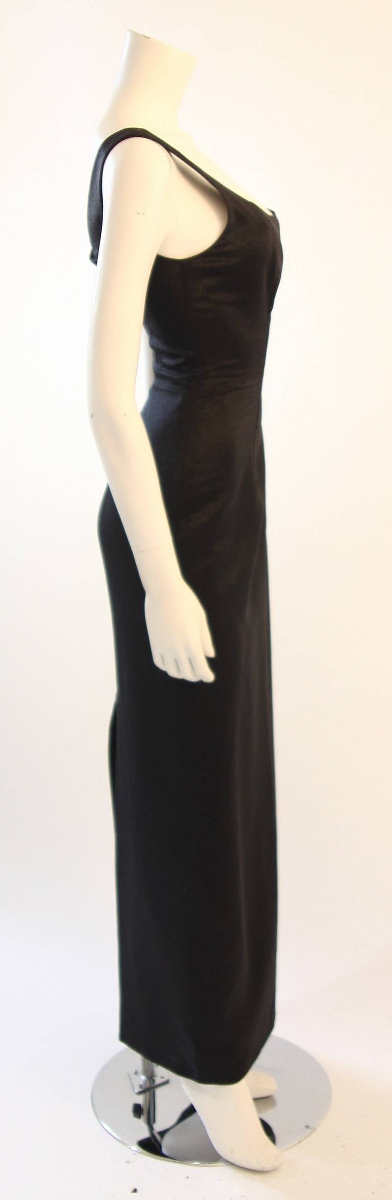 Women's Versace Metallic Black Evening Gown Size 44