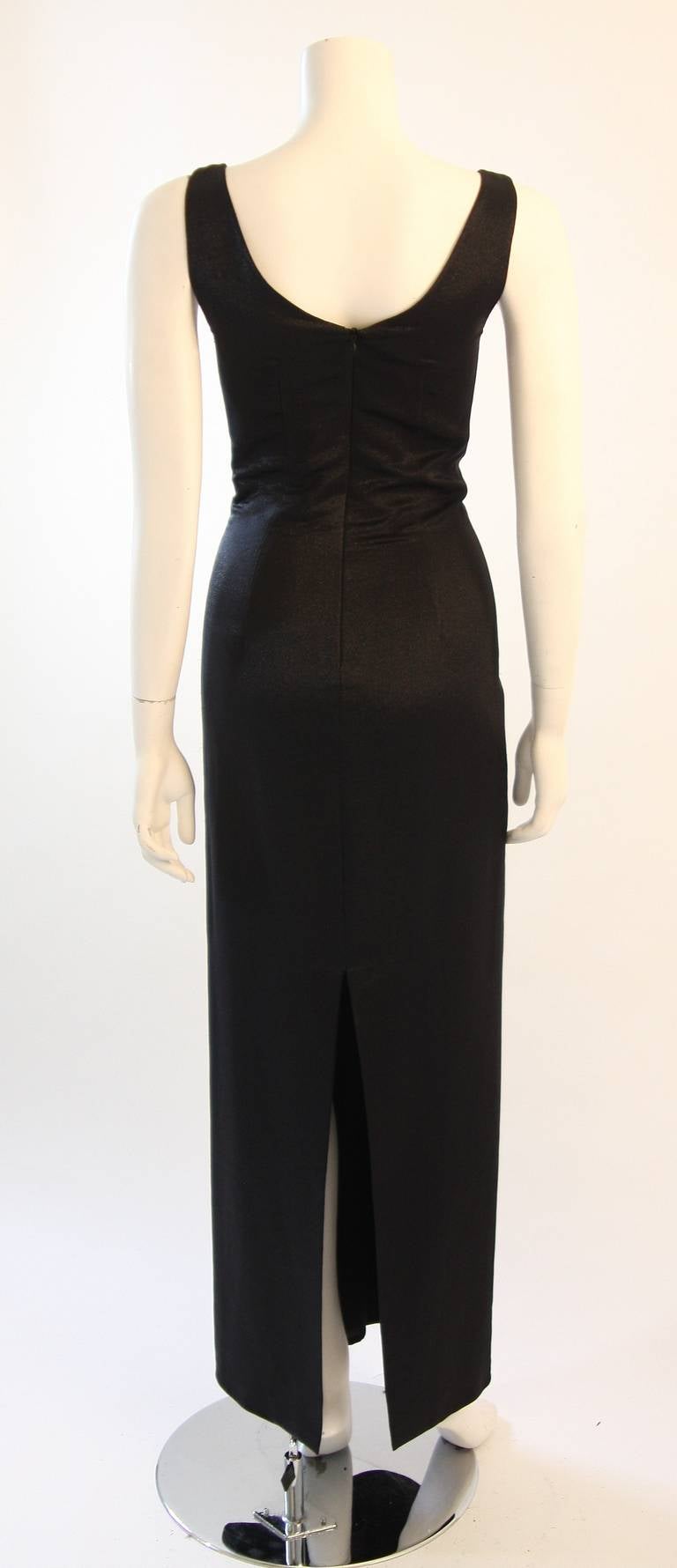 Versace Metallic Black Evening Gown Size 44 2