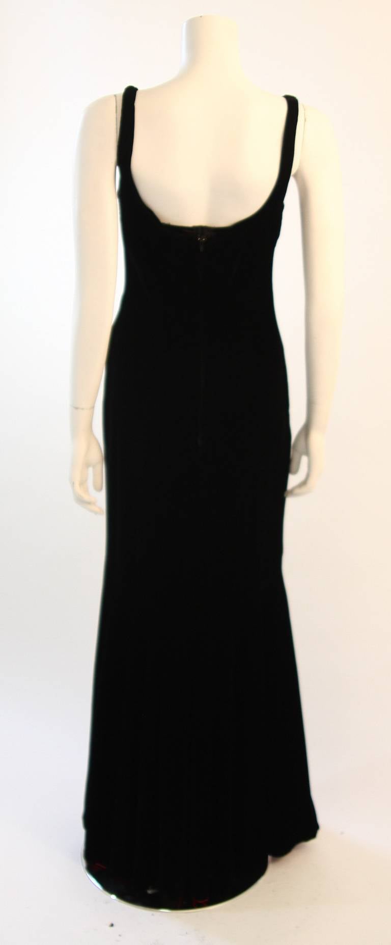 Stunning Nolan Miller Couture Black Velvet Gown With Red Lining 1