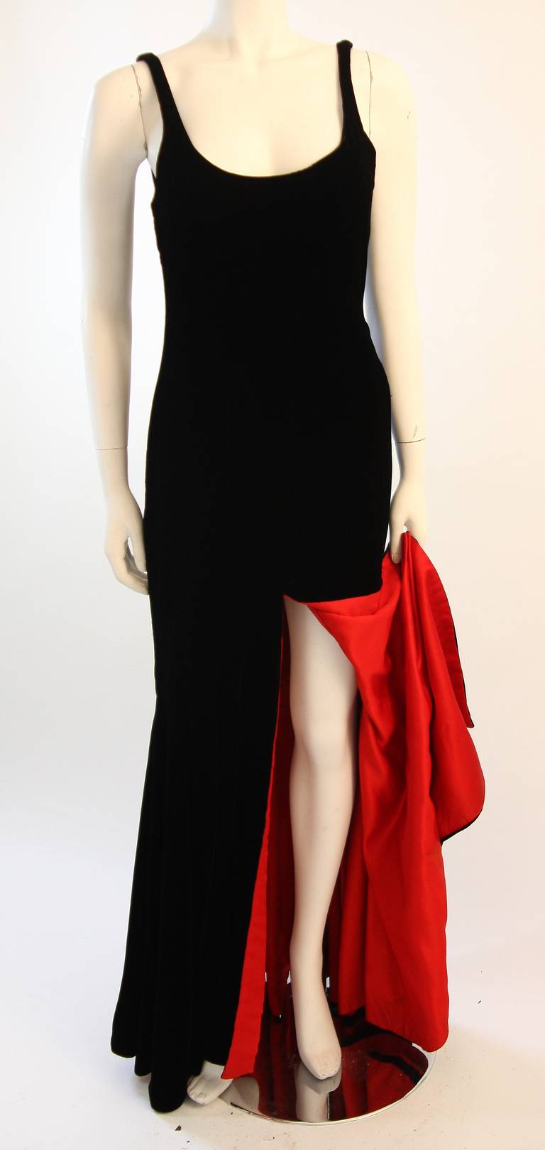 black dress with red lining
