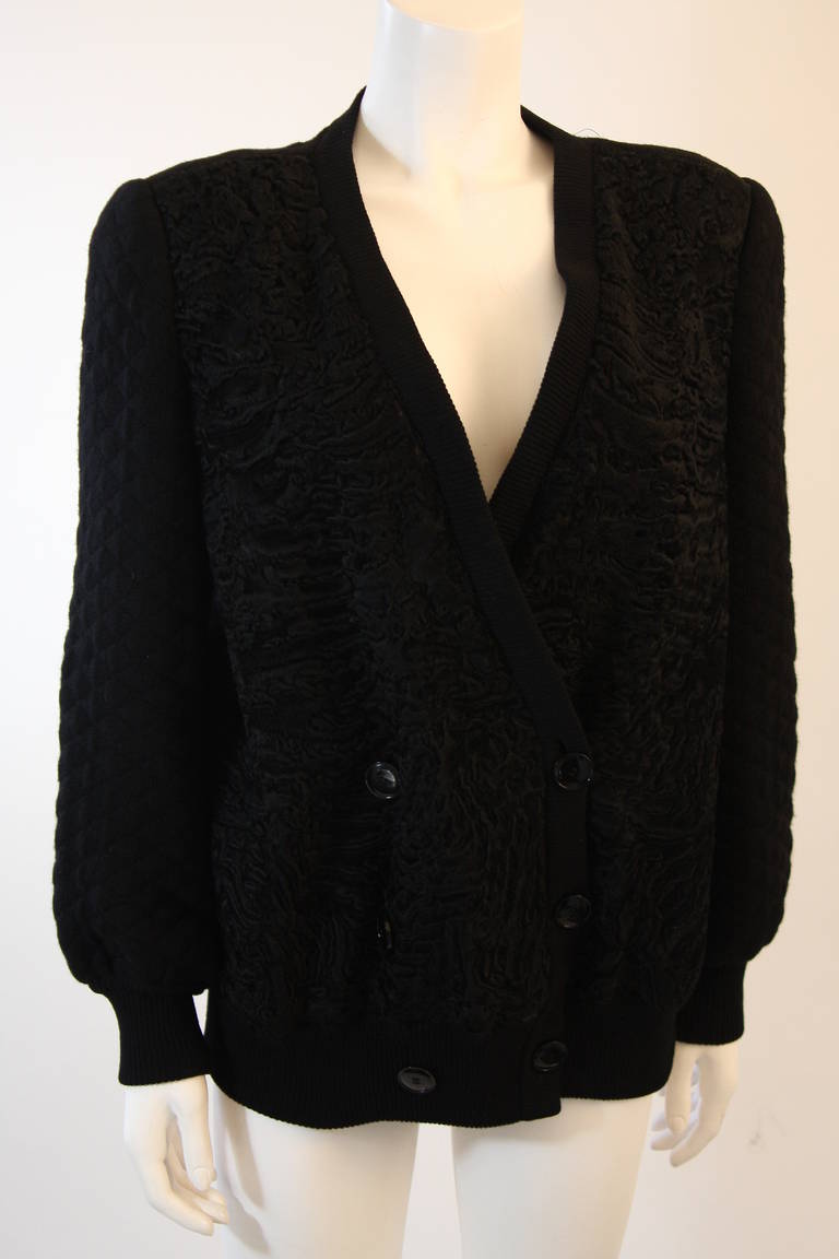 Valentino Russian Broadtail Jacket with Quilted knit Sleeves For Sale ...