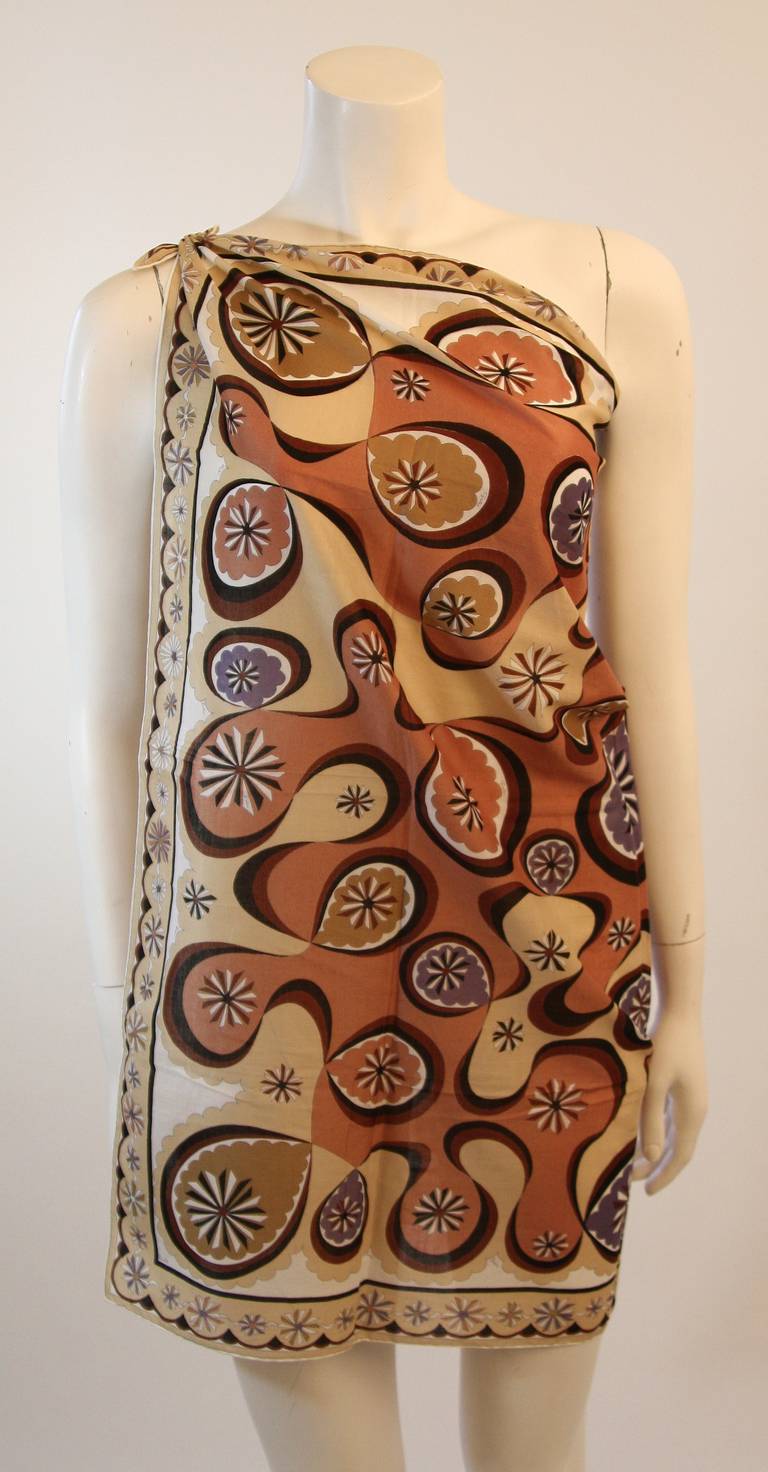 Pucci Sand Nude Mauve and Brown Cotton Scarf