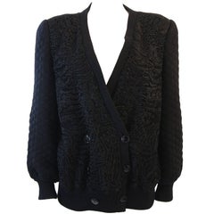 Valentino Russian Broadtail Jacket with Quilted knit Sleeves