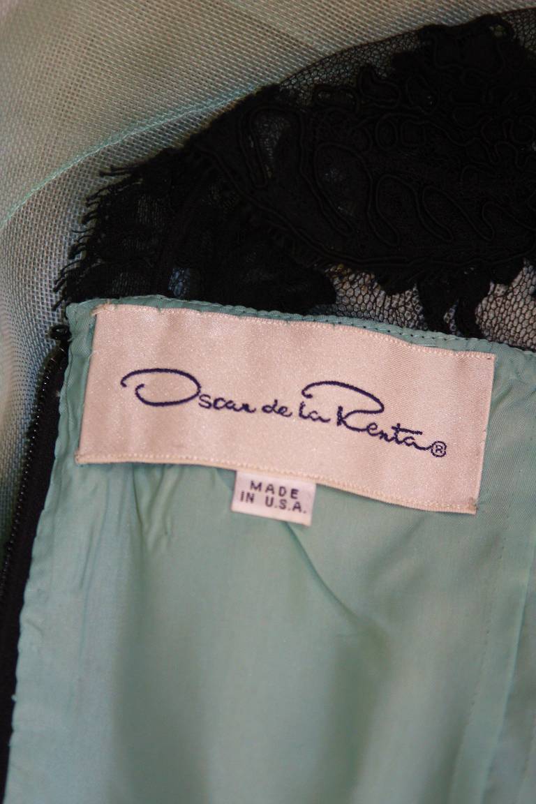 Gorgeous Oscar De La Renta Aqua and Lace Gown Size 12 6