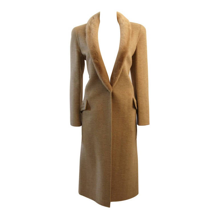 Valentino Wool Coat with Fur Trim