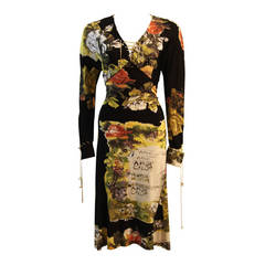 Roberto Cavalli Romantic Floral Print Stretch Dress Size Large