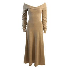 Ralph Lauren Full Length Cashmere Off-the-shoulder Dress Size Medium