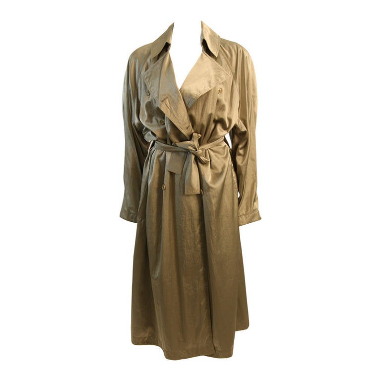 Phenomenal Alaia Sage Satin Finish Oversized Trench Coat