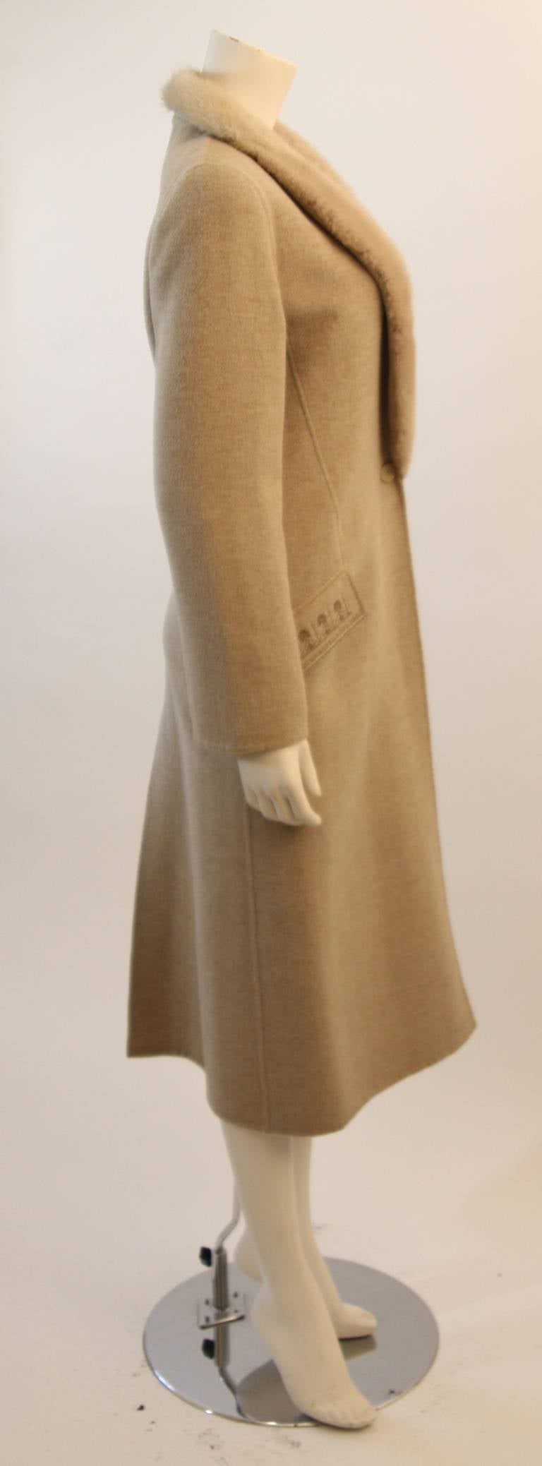 Valentino Wool Coat with Fur Trim 2