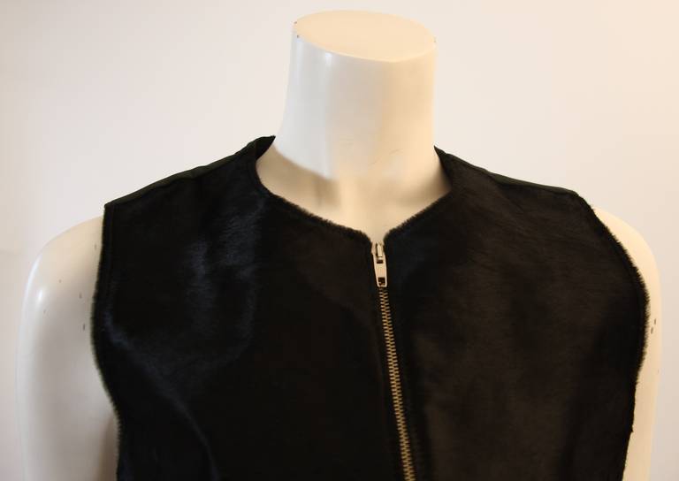 Helmut Lang Black Cowhide Vest Size 42 In Excellent Condition In Los Angeles, CA