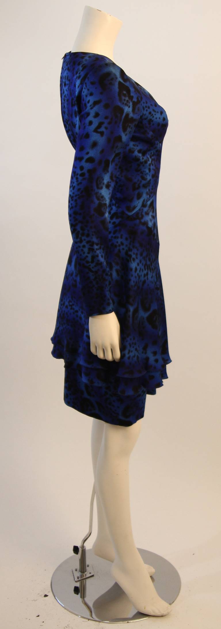 Emanuel Ungaro Rich Blue Abstract Animal Print Dress Size 8 2