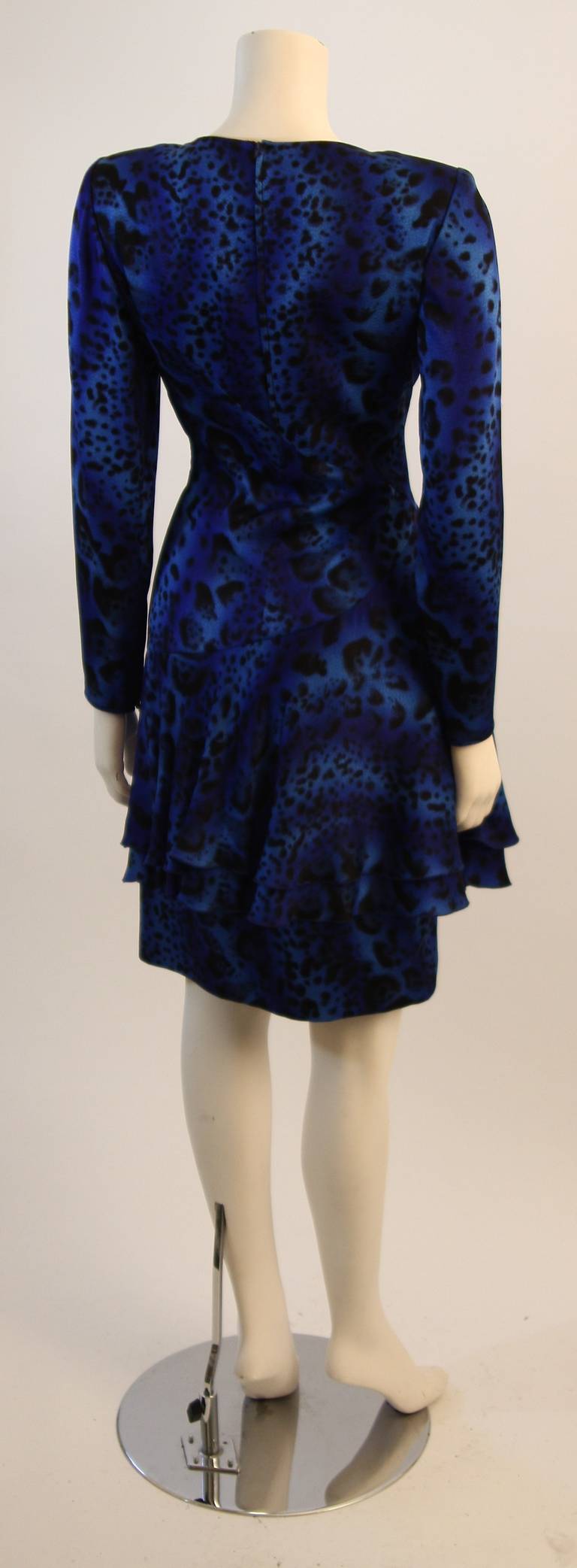 Emanuel Ungaro Rich Blue Abstract Animal Print Dress Size 8 4