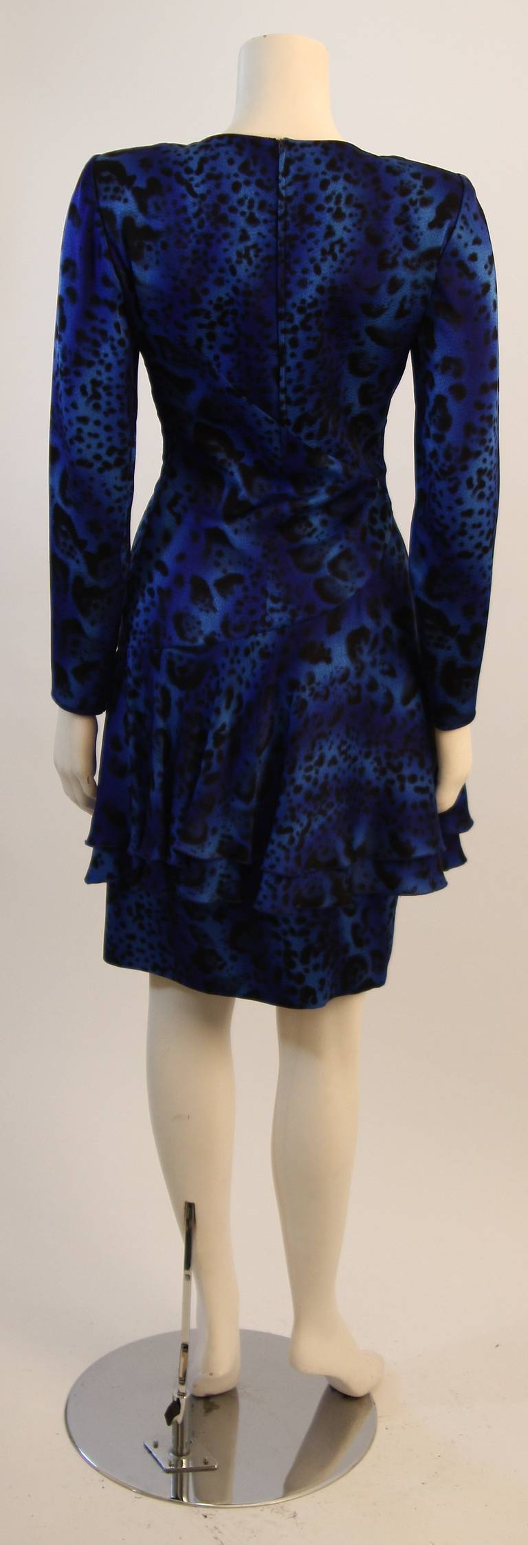 Emanuel Ungaro Rich Blue Abstract Animal Print Dress Size 8 5