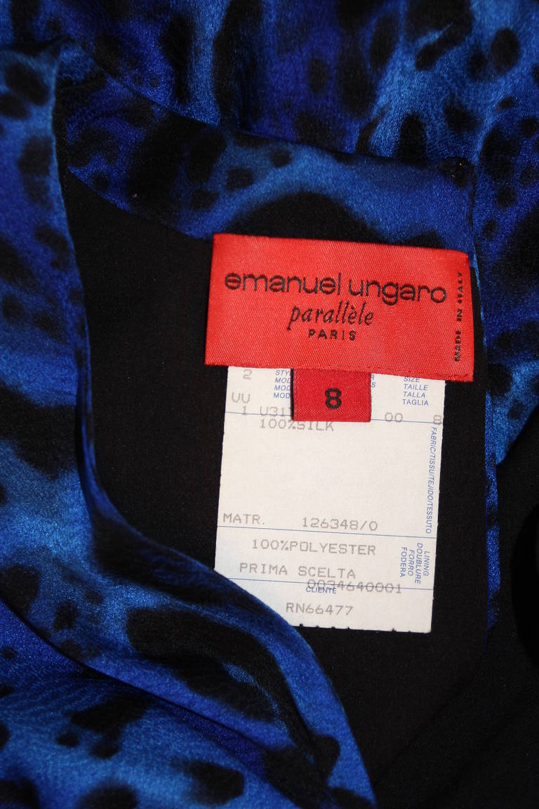 Emanuel Ungaro Rich Blue Abstract Animal Print Dress Size 8 6