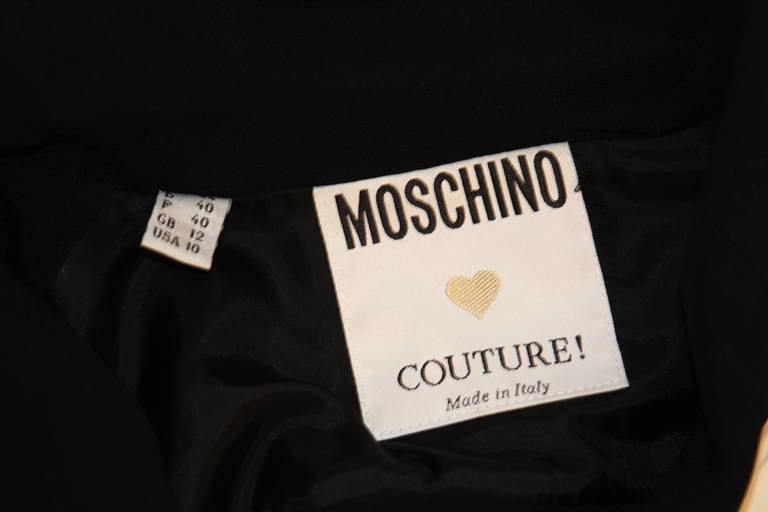 Fabulous Moschino Couture! Classic Pocket Dress with White Piping Detail Size 44 3
