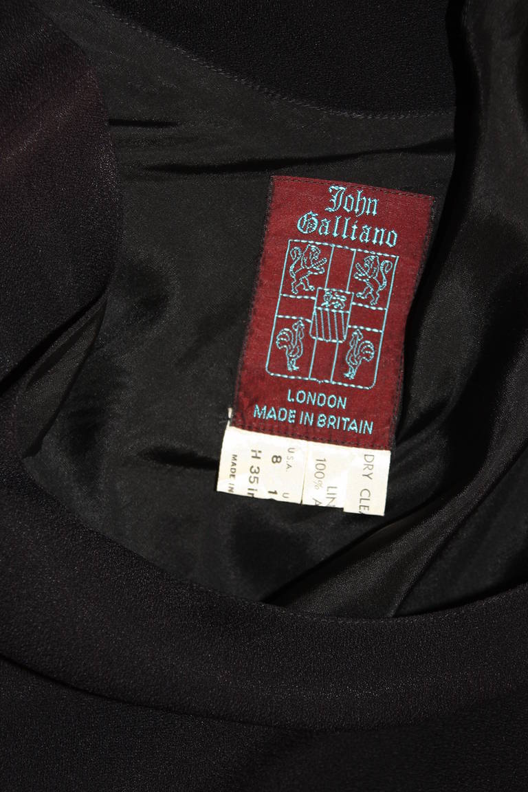 John Galliano Black Bias Cut Gown Size 8 6