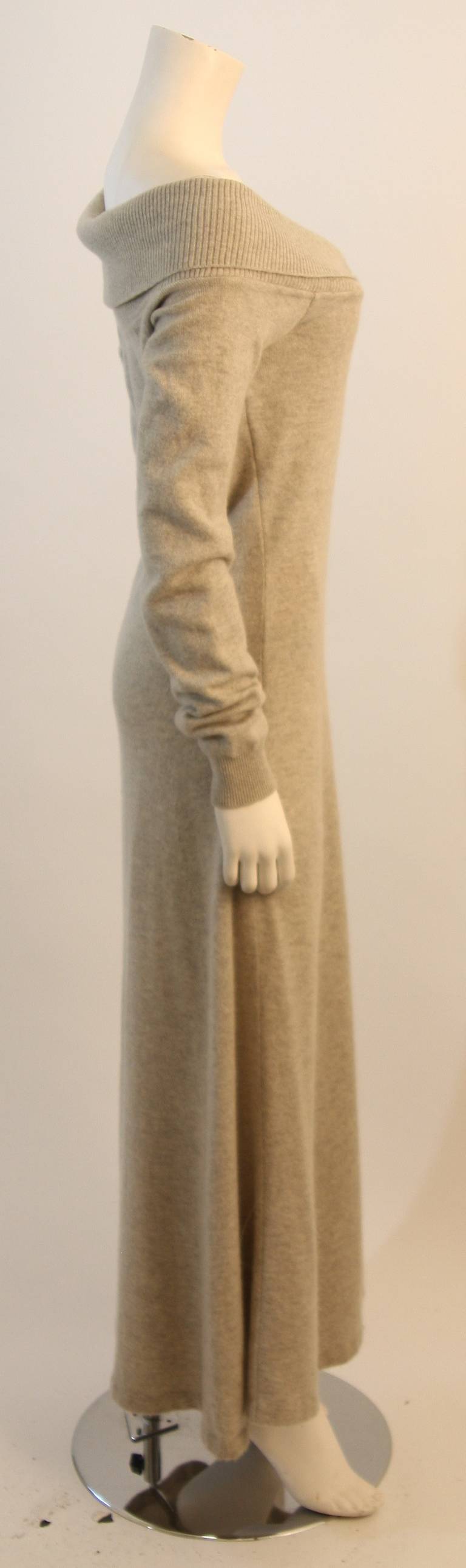 Ralph Lauren Full Length Cashmere Off-the-shoulder Dress Size Medium 3
