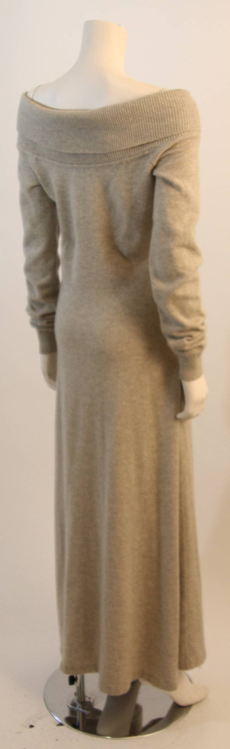 Ralph Lauren Full Length Cashmere Off-the-shoulder Dress Size Medium 4