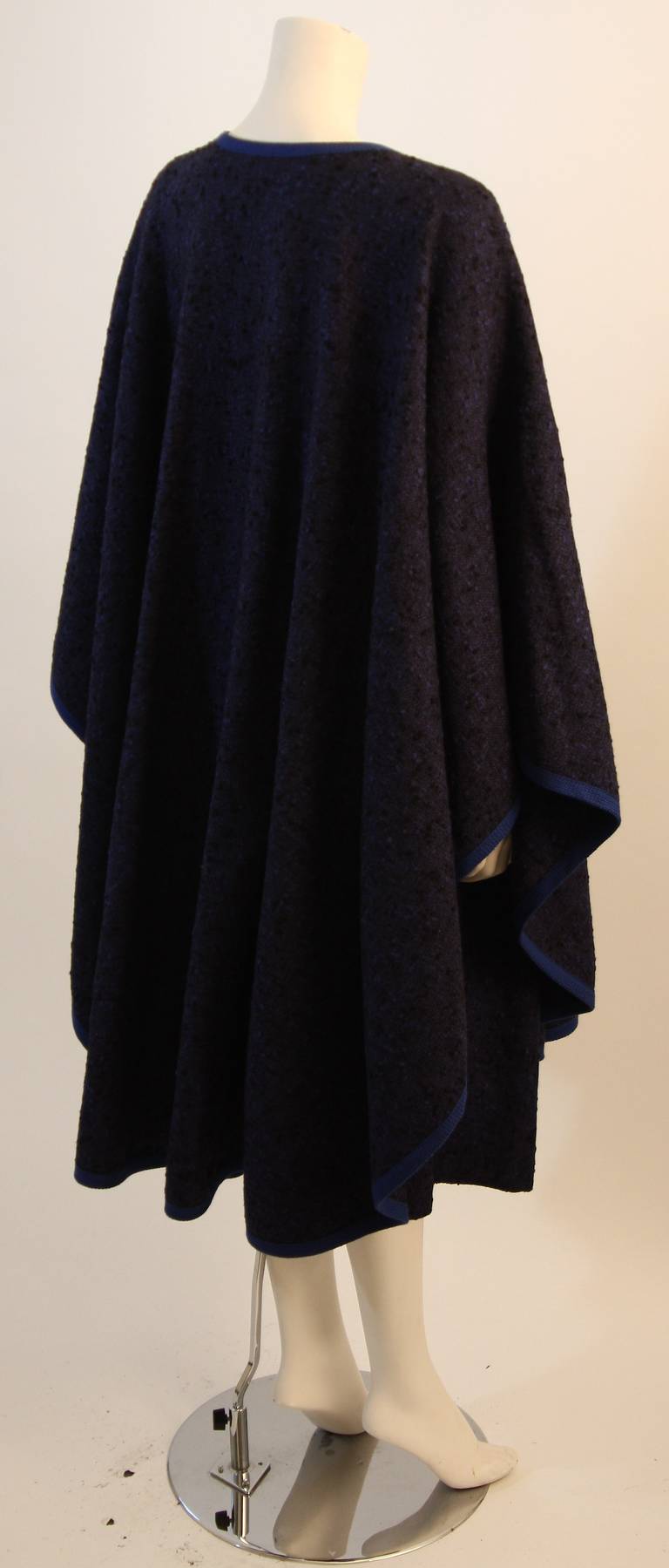 Yves St. Laurent Blue Wool Skirt and Cape Ensemble Size 40 1