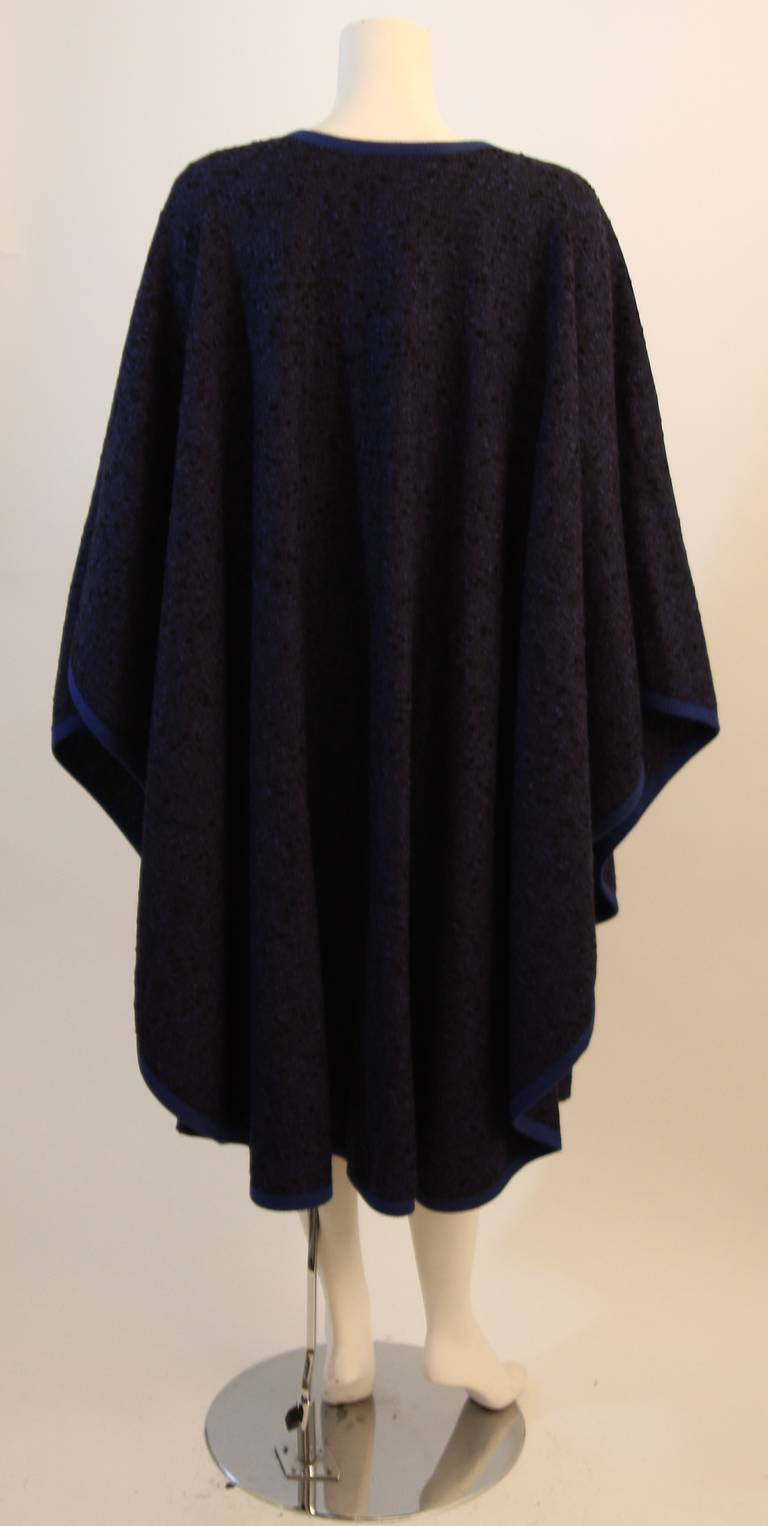 Yves St. Laurent Blue Wool Skirt and Cape Ensemble Size 40 2