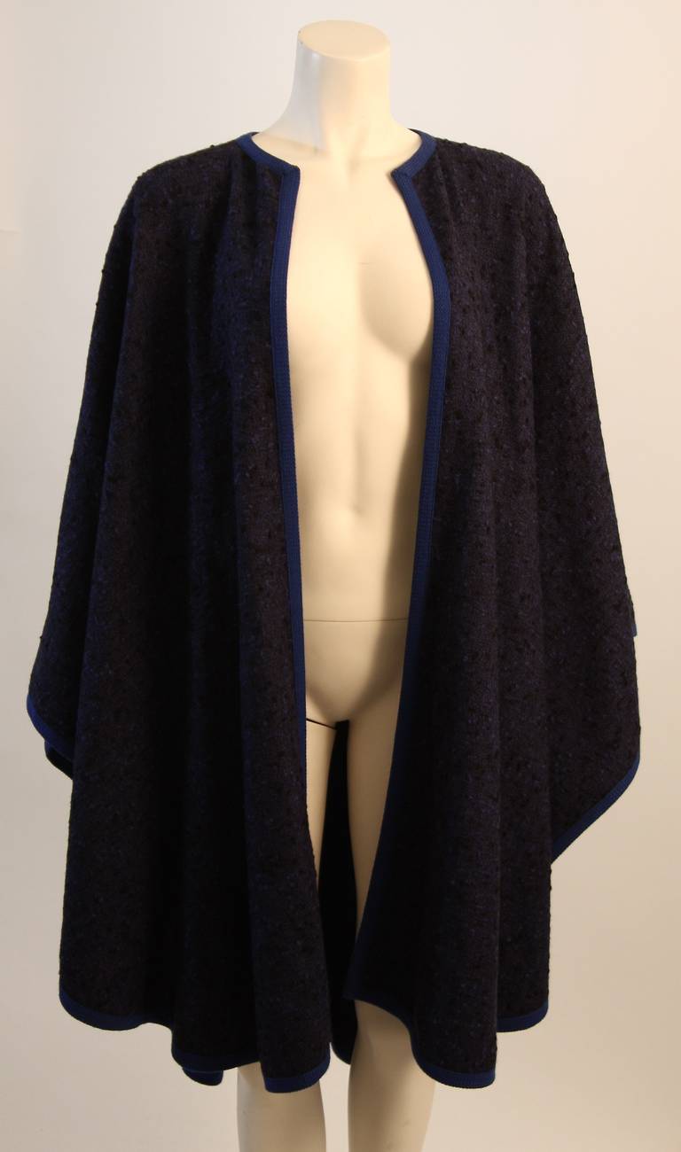 Yves St. Laurent Blue Wool Skirt and Cape Ensemble Size 40 3